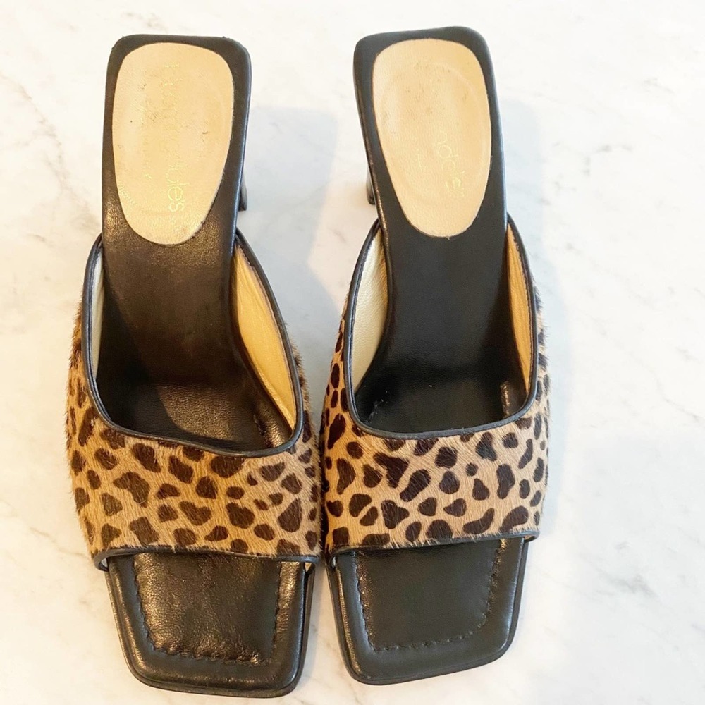 Bloomingdales Vintage Square Toe Leopard Heels 6
